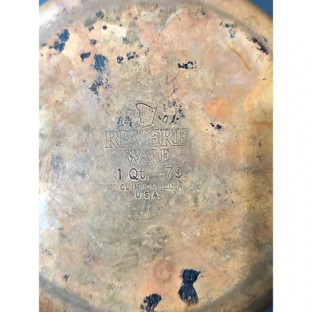 Vintage Revere Ware Copper Bottom 1 Qt. Sauce Pan With Lid  Clinton Illinois